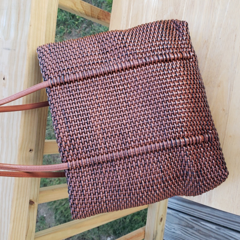 Vintage Nine West Woven Hobo Long Straps Shoulder Bag Y2K Brown Beachy Bohemian - Picture 7 of 12